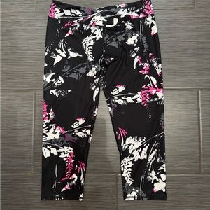 Fabletics Black and Pink Floral Leggings